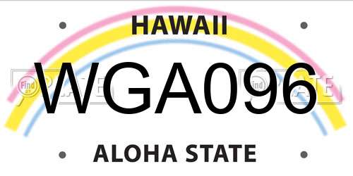 WGA096 Hawaii License Plate