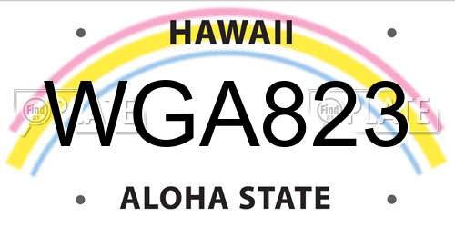 WGA823 Hawaii License Plate