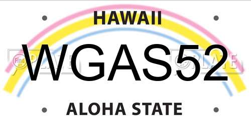 WGAS52 Hawaii License Plate