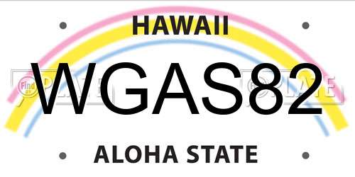 WGAS82 Hawaii License Plate