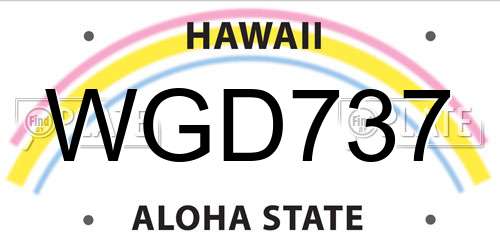 WGD737 Hawaii License Plate
