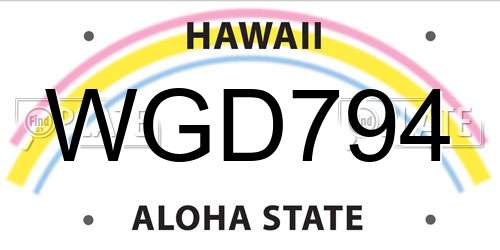 WGD794 Hawaii License Plate