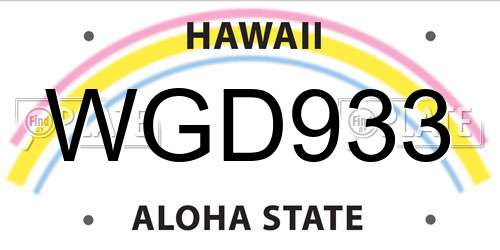 WGD933 Hawaii License Plate
