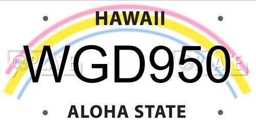 WGD950 Hawaii License Plate
