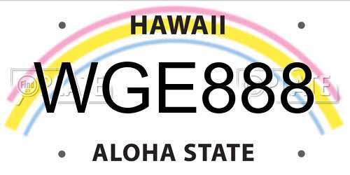 WGE888 Hawaii License Plate