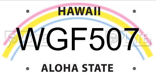 WGF507 Hawaii License Plate