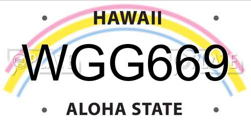 WGG669 Hawaii License Plate