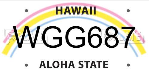 WGG687 Hawaii License Plate