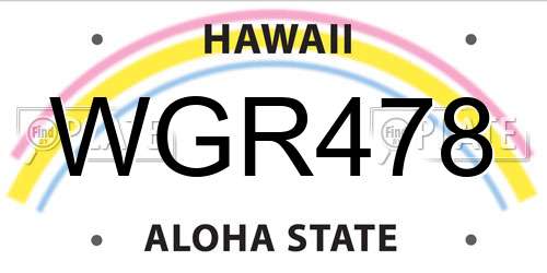 WGR478 Hawaii License Plate