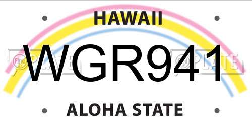 WGR941 Hawaii License Plate
