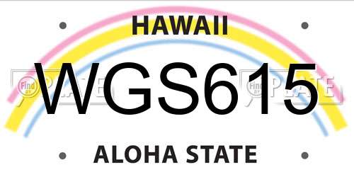 WGS615 Hawaii License Plate