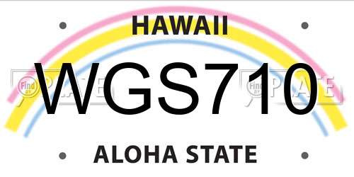 WGS710 Hawaii License Plate