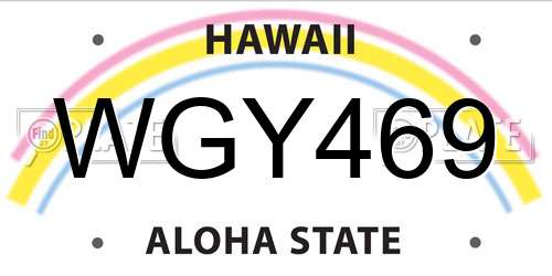 WGY469 Hawaii License Plate