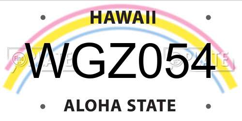 WGZ054 Hawaii License Plate