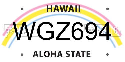 WGZ694 Hawaii License Plate