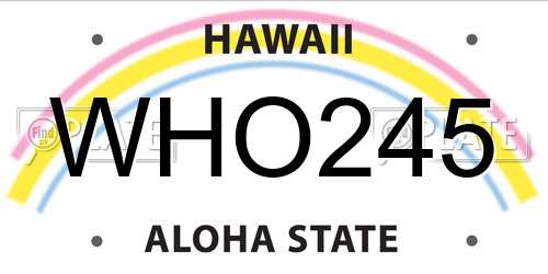 WHO245 Hawaii License Plate