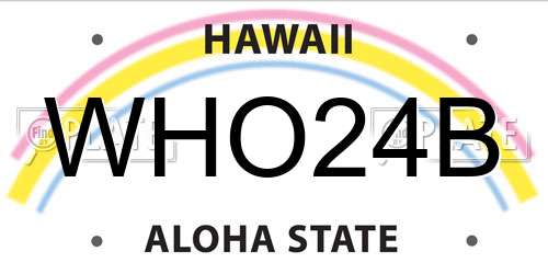 WHO24B Hawaii License Plate