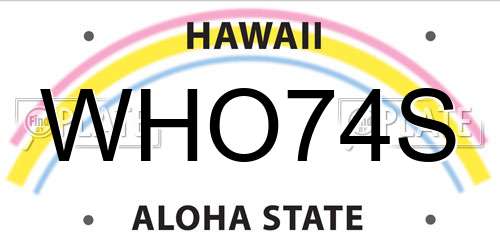 WHO74S Hawaii License Plate