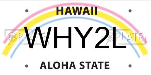 WHY2L Hawaii License Plate