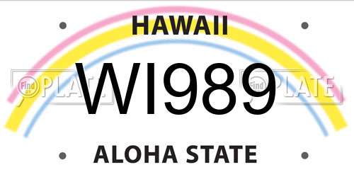 WI989 Hawaii License Plate