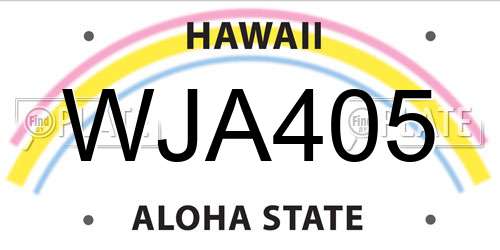 WJA405 Hawaii License Plate