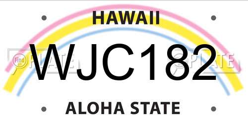 WJC182 Hawaii License Plate