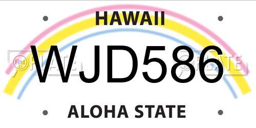 WJD586 Hawaii License Plate