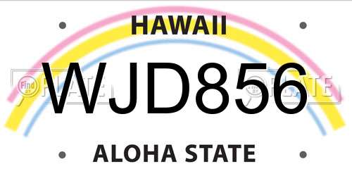 WJD856 Hawaii License Plate