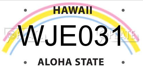 WJE031 Hawaii License Plate