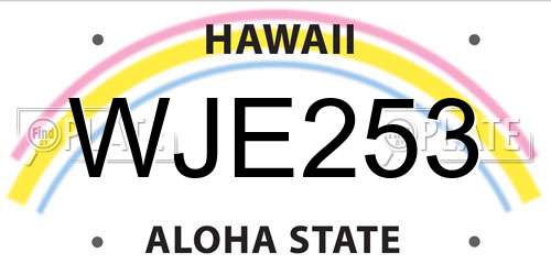 WJE253 Hawaii License Plate