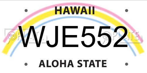 WJE552 Hawaii License Plate