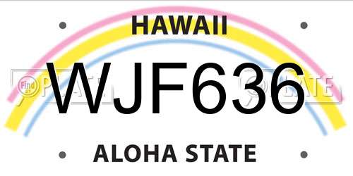 WJF636 Hawaii License Plate