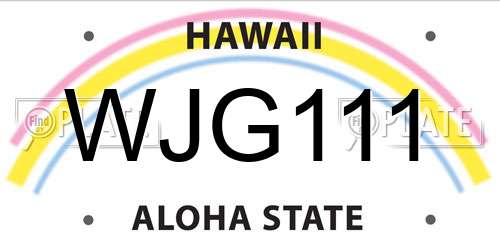 WJG111 Hawaii License Plate