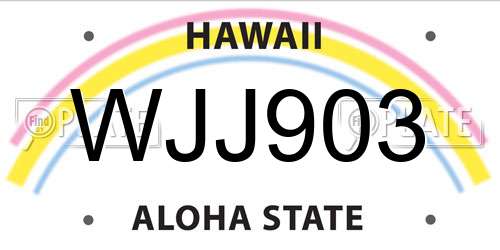 WJJ903 Hawaii License Plate