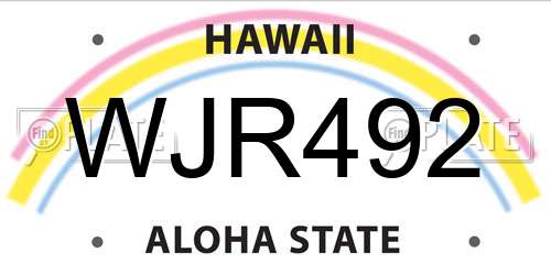 WJR492 Hawaii License Plate