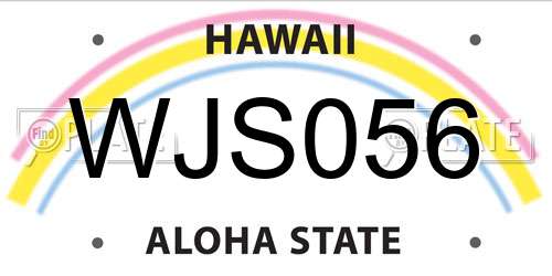 WJS056 Hawaii License Plate