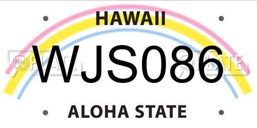 WJS086 Hawaii License Plate