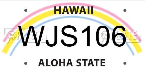 WJS106 Hawaii License Plate