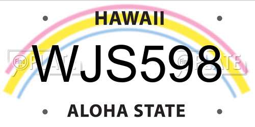 WJS598 Hawaii License Plate