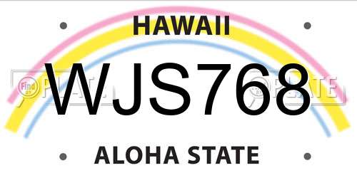 WJS768 Hawaii License Plate