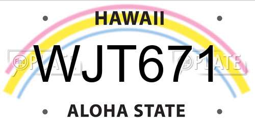 WJT671 Hawaii License Plate