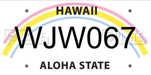 WJW067 Hawaii License Plate