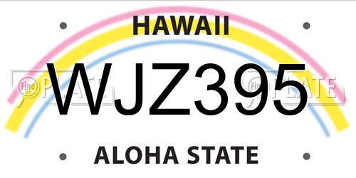 WJZ395 Hawaii License Plate