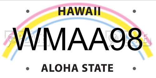 WMAA98 Hawaii License Plate