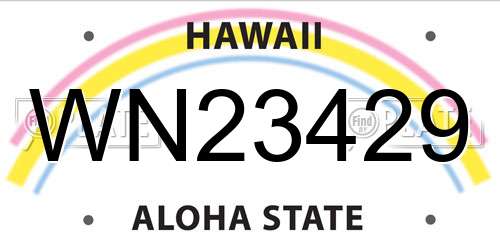 WN23429 Hawaii License Plate
