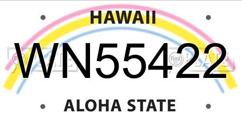 WN55422 Hawaii License Plate