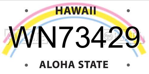 WN73429 Hawaii License Plate