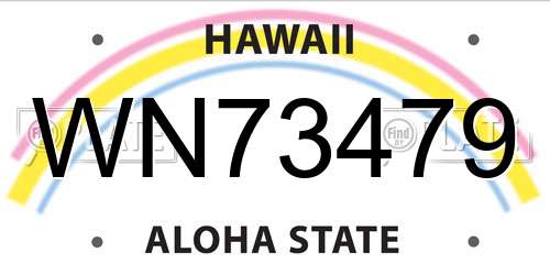 WN73479 Hawaii License Plate