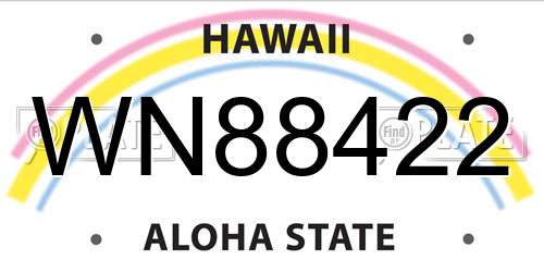 WN88422 Hawaii License Plate
