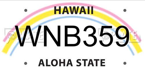 WNB359 Hawaii License Plate